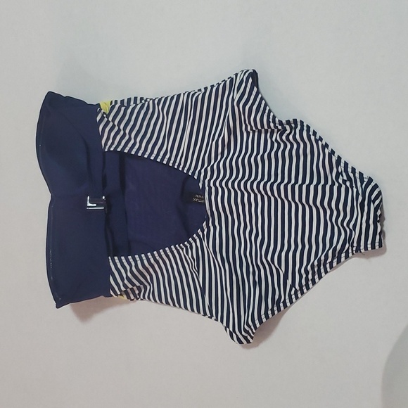 Niptuck Strapless Blue Stipes and Yellow band Swim Suit Size 6 Multi fit Cup - Picture 4 of 6